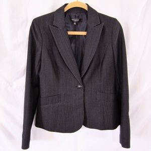 Nine West Suit Jacket Size 2 Stretch, Lined, One button gray black EUC
